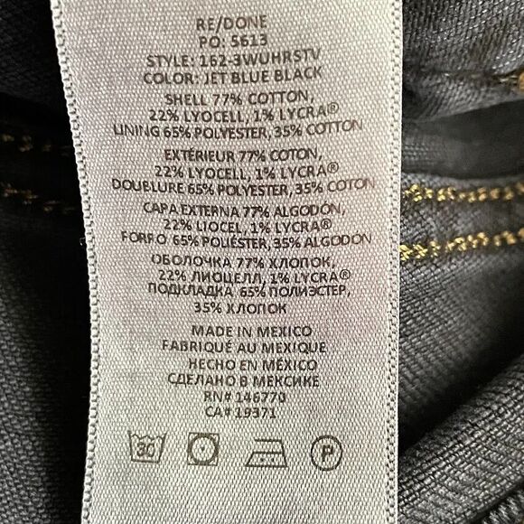 RE/DONE 70s Ultra High Rise Stove Pipe Jeans Womens Size 23 Black Retro Denim - Picture 10 of 16